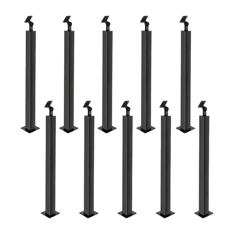 Built Tough Holeless Railing Post 35 37 Inch Adjustable 270 Degree Matte Black Steel Deck Pillar For Commercial Porch Outdoor Fence Yard And Balcony Makeover Project