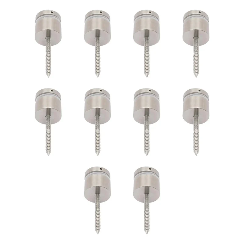 10 Pack 304 Stainless Steel Glass Railing Standoffs With Slick Wire Draw Texture Bombproof Heavy Duty Spacers For 3/8-Inch To 1/2-Inch Glass Wall To Floor Heat Resistant One Piece Design For Indoor Outdoor Projects