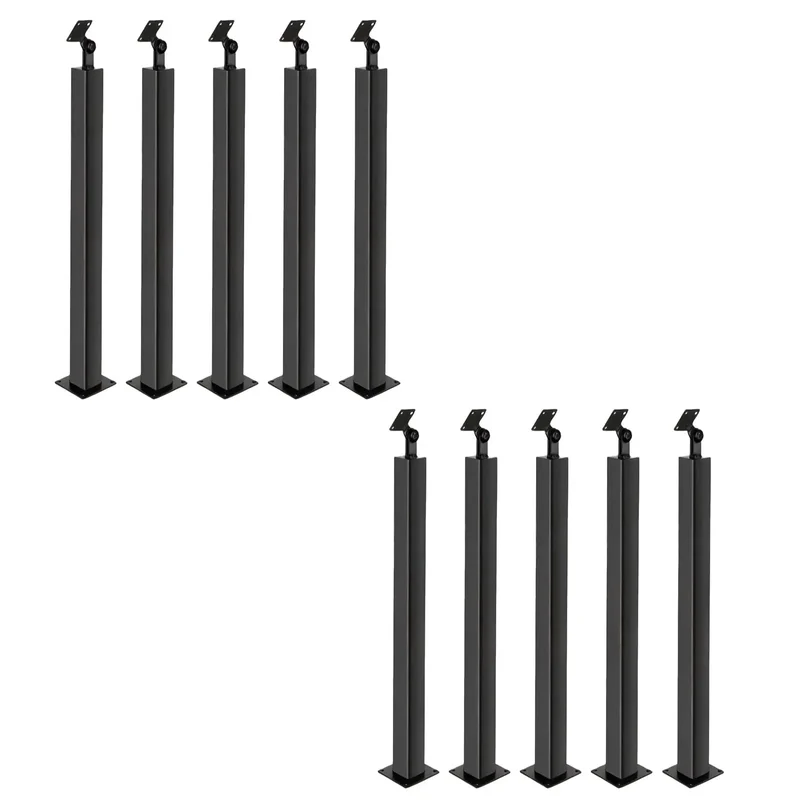 Heavy Duty Matte Black Iron Stair Railing Post With Screw Kit 35 Or 37 Inch Deck Handrail Support Holeless Install Pro Slick Design Vintage Charm No Sweat Setup