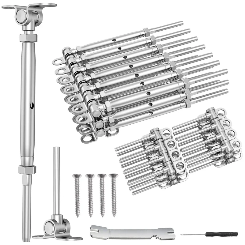 30 Pair Set 1/8 Inch Cable Railing Kit With Swage Toggle Turnbuckle Hardware Hella Durable Wire Rope Tensioners For Multi Angle Stairs Slick Setup And Rock Solid Finish