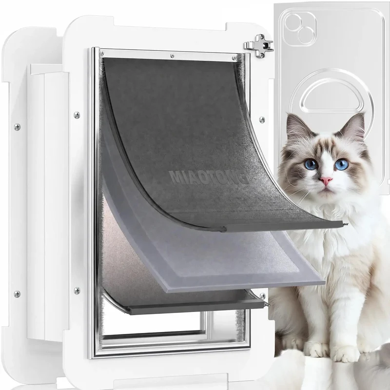 Rugged Steel Wall Mount Pet Door With Three Flexible Flaps And Secure Slide Lock Panel Warm Insulated Entryway For Small Dogs And Cats Up To Twenty Pounds Easy Install For Average Thickness Drywall