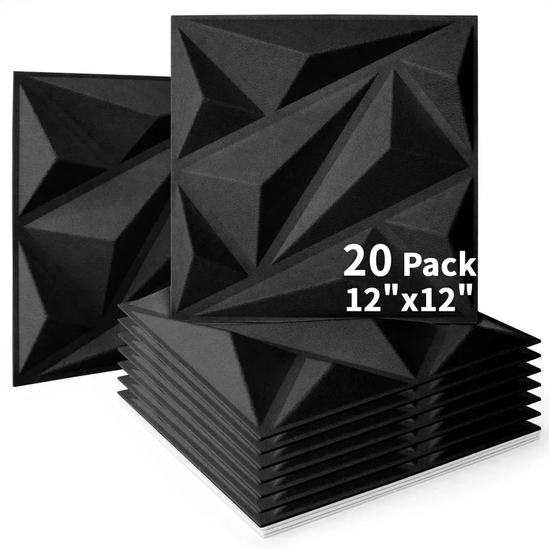 Totally Rad 3D Acoustic Panels For Walls Soundproofing Foam Tiles 12X12 Inches Black Textured Room Art Home Office Game Changer Noise Blocking Easy Diy Space Upgrade Tight Vibes