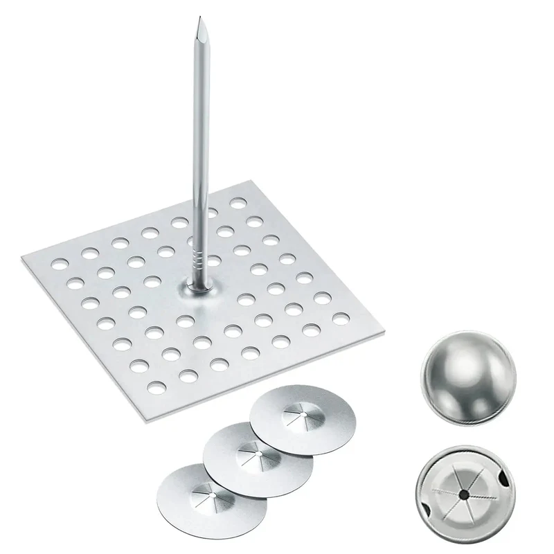 Top Shelf Insulation Pins With Self Locking Washers And Aluminum Dome Caps For Foam Board Wall Ceiling Straight Up Reliable 2.5 Inch Galvanized Nails Built Tough For Any Job Smooth Install Every Time Zero Mess