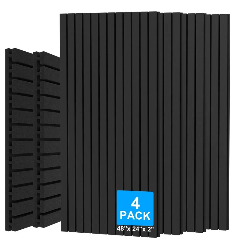 Super Thick High Density Black Acoustic Foam Panels Four Pack Sound Deadening Wall Tiles For Recording Studio And Home Office Quiet Vibes Dope Setup