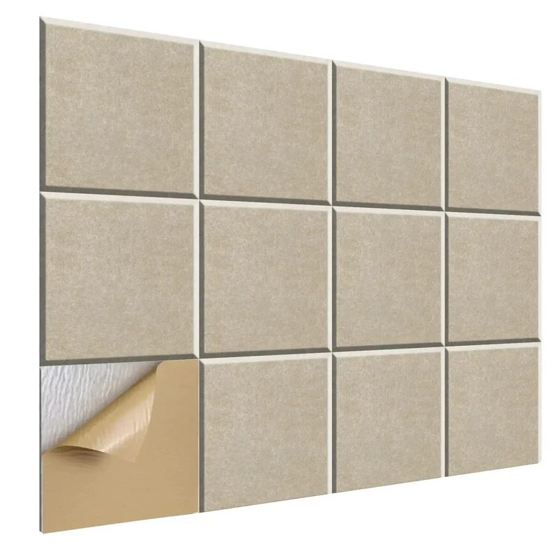 Premium Square Acoustic Panels Self Adhesive 12 Pack Sound Absorbing Wall Tiles High Density Polyester Fiber Clean Silence Upgrade Real Deal Vibe Enhancer For Home Studio