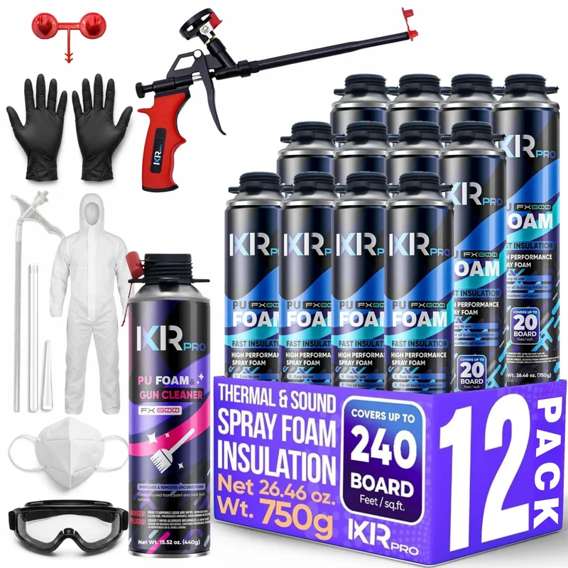 12 Pack Spray Foam Insulation Kit With Foam Gun And Cleaner Delivers Heavy Duty Thermal Shield And Sound Control For A No Sweat Weatherproof Patch On Walls And Doorframes