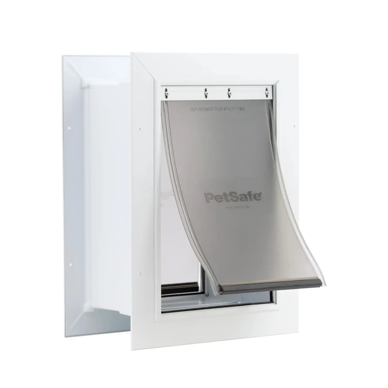 Heavy Duty Wall Entry Dog Door With Telescoping Frame Built Damn Tough Rust Proof Plastic Construction Zero Draft Insulation Slick Slide Flap No Fuss Install For Medium Dogs