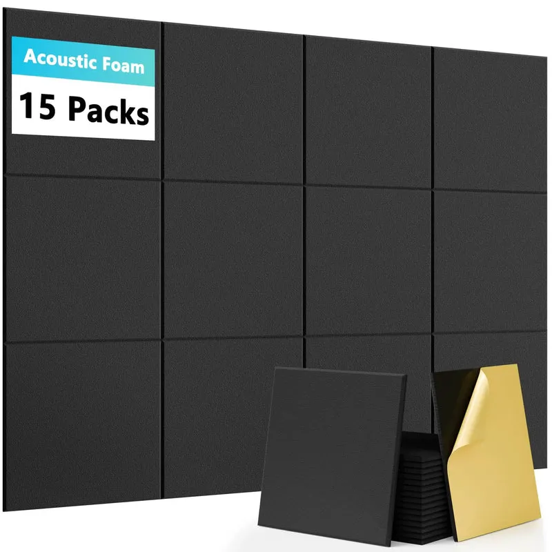Straight Up Game Changer Peel And Stick Acoustic Wall Panels High Density Sound Absorption 12 Inch Polyester Squares For Recording And Gaming Home Theater Dead Silent Wall Setup