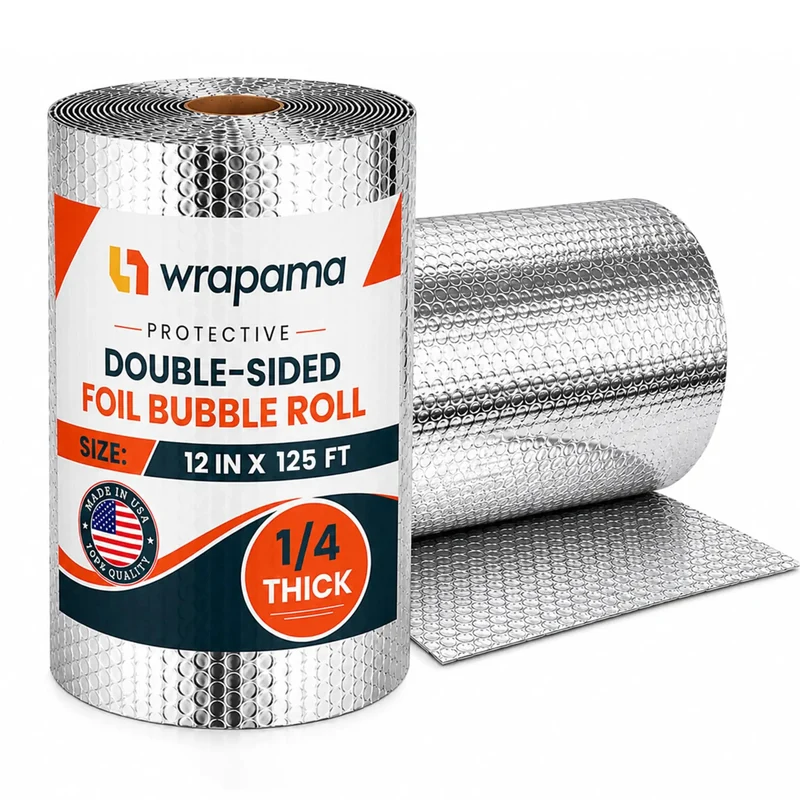 Pro Grade Double Bubble Foil Insulation Roll With Heavy Duty Reflective Radiant Barrier For Straight Up Thermal Control And Hella Dependable Shipping Protection 12 Inch Wide 125 Feet Long