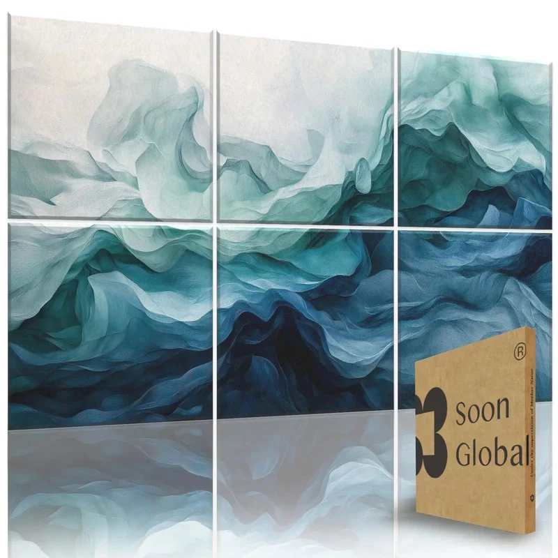 Premium Acoustic Wall Panels Amp Up Your Room Tone with Dazzling Aqua Dreams Artistry Made from Heavy Duty Polyester Fiber These Soundproofing Tiles Soak Up Echoes and Zaps Noise Great for Home Gym or Podcast Corner while Slaps Style on Walls