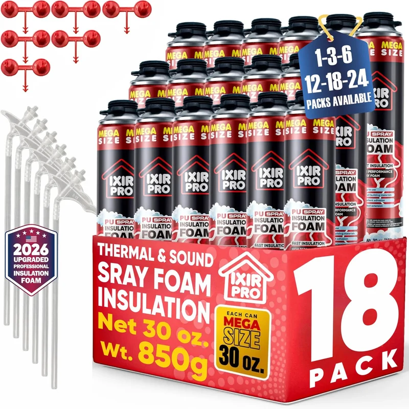 Heavy Duty Expanding Spray Foam Insulation And Air Sealant 18 Pack 30 Oz Mega Cans Gap Filler That Is A Total Knockout For Drafty Windows Seals Cracks Fast Curing Formula Keeps Bugs And Weather At Bay