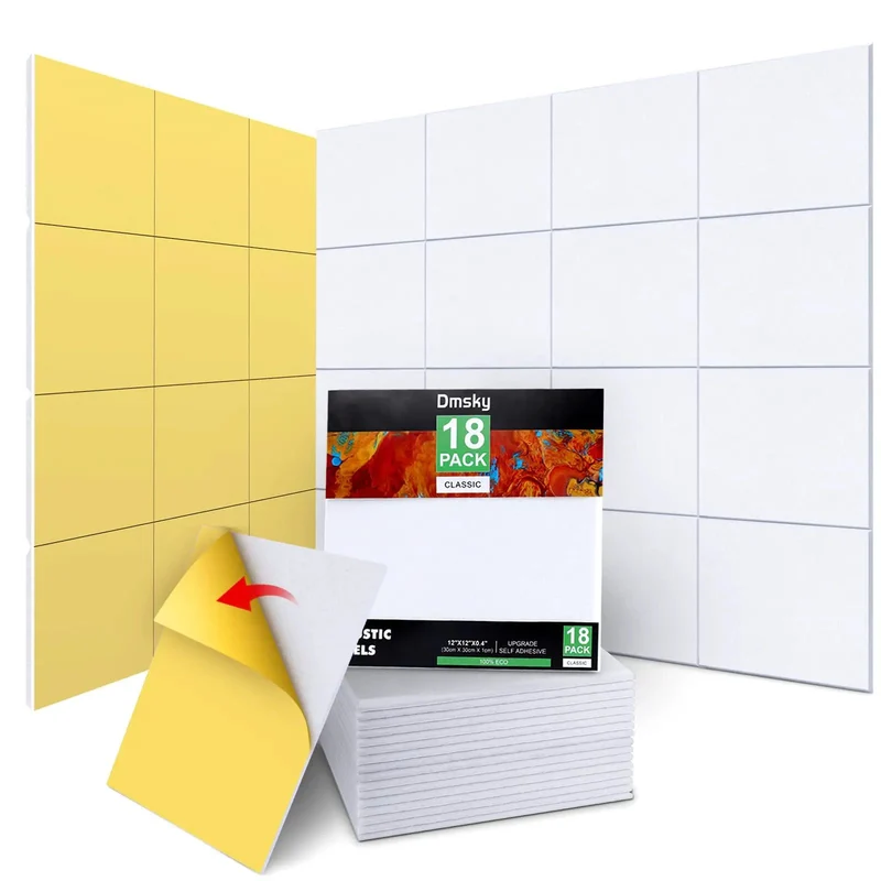 Heavy Hitter Acoustic Wall Panels 12 By 12 Inches White Sound Absorbing Tiles High Density Noise Buffers Clean Soundproofing Makeover For Home Studio And Bedroom Acoustics Setup