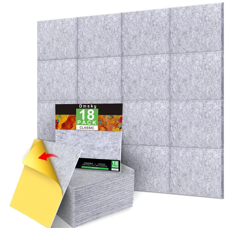 18 Pack Gray Acoustic Panels 12 By 12 Inch High Density Soundproof Wall Pads Seriously Dampens Room Noise Quick Snap Install Slick Home Studio Real Deal Wall Decor Upgrade