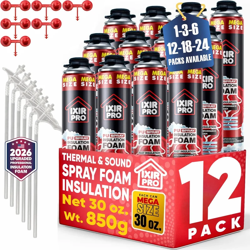 Supercharged Expanding Foam Insulation And Premium Gap Sealant Spray 30 Oz Cans 12 Pack Mega Coverage For Fixin Up Wall Gaps Smooth Trigger Handheld Handyman Staple Gear