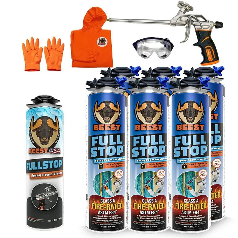 Heavy Duty Spray Foam Insulation Kit Delivering Rock Solid R Value Thermal Wrap And Silent Soundproofing Shield For Stud Walls And Attic Spaces Class A Fire Rated Fast Setting Expanding Formula With Pro Applicator Gun Included