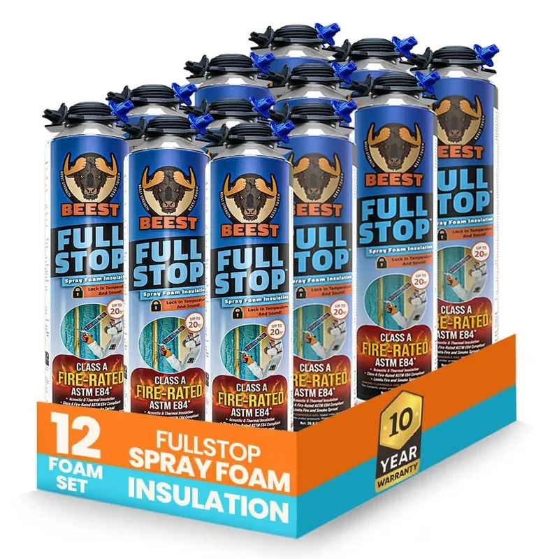Real Deal Fire Rated Spray Foam Insulation For Walls And Attics Expanding Foam Sealant Knocking Heat Loss Flat With Solid R8.24 Thermal Value Great Sound Dampening Tough Weatherproof Caulk 12 Pack Cans Pro Pick