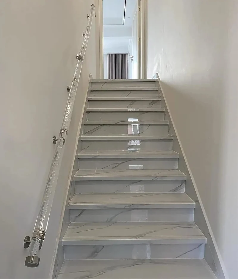 Clear Acrylic Stair Handrail With Transparent Wall Mount Grab Bar Delivering Dead Easy Setup And Rock Solid Stainless Brackets Along With A Non Slip Grip Perfect For Kids And Seniors Wanting Smooth Indoor Safety