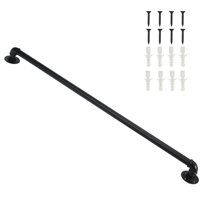 Heavy Duty Four Foot Iron Stair Handrail In Matte Black Finish Rust Resistant Body For Indoor Or Outdoor Staircases With Dead Simple Hardware Setup For Quick Weekend Fixes