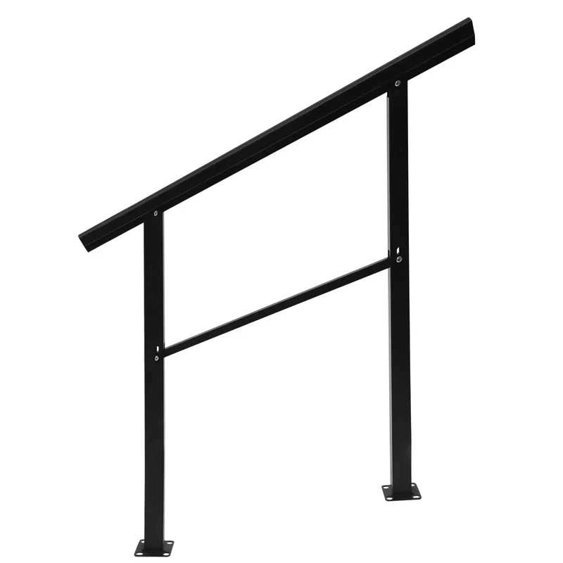 Badass Built Adjustable Stair Handrail Heavy Duty Zinc Steel Safety Railing With Sanded Finish And Mounting Hardware For Outside Steps And Porches Quick Bolt Up Setup