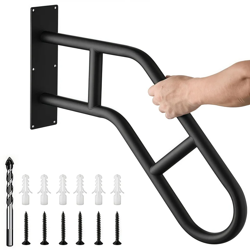 U Shaped Wall Mounted Outdoor Stair Handrail Built Dang Tough Anti Slip Stainless Steel Safety Rail No Sweat Weatherproofing Fits One To Three Steps Smooth Mobility Aid For Porch Patio Courtyard Seniors And Pregnant Mamas