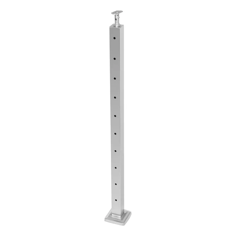Tough As Nails 42 Inch Stair Handrail Post Made From Real 304 Stainless Steel With Pre Drilled Base For Quick Floor Mounted Railing On Outdoor Walkway Steps