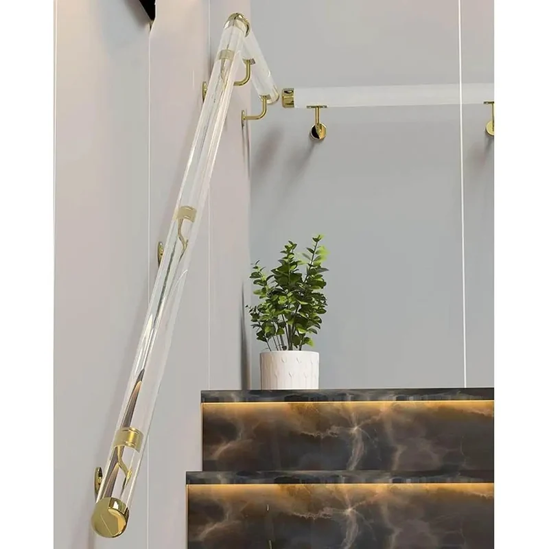 Crystal Clear Acrylic Stair Handrail Built Like A Tank With Corrosion Resistant Brackets For Quick Wall Mounting And Serious Non Slip Grip Making Access Dead Simple Every Day