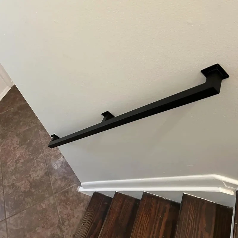 Upgrade Your Space With This Bulletproof Black Wrought Iron Stair Railing Kit Featuring Wall Mounted Handrails And Square Tube Grab Bars For Rock Solid Durability And Maximum Safety Indoors Or Outdoors In A Convenient 11Ft Size