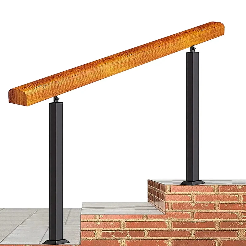 Top Tier Adjustable Handrail Kit For Outdoor Steps Built Tough With Solid Wood And Heavy Duty Iron Posts No Sweat Weather Sealing Keeps Your Front Porch Safe And Sturdy Always