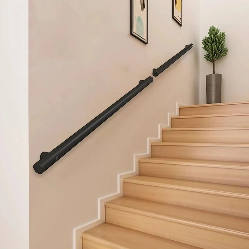 Top Shelf Black Stainless Steel Handrail Kickass Wall Mounted Banister For Indoor Stairs Straight Up Rust Proof Round Tube Design With Real Deal Safety And Durability