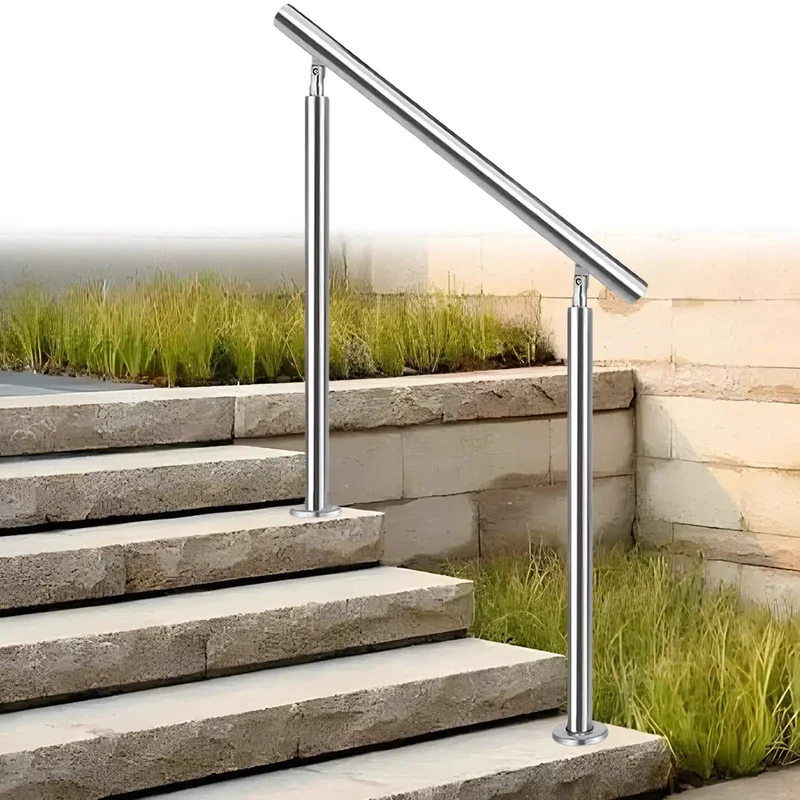 Upgrade Your Curb Appeal Instantly With This Top Shelf Adjustable Stainless Steel Handrail Kit Featuring A Sleek Brushed Silver Finish And Hella Sturdy Floor Mount Brackets For Secure Garden Stairs