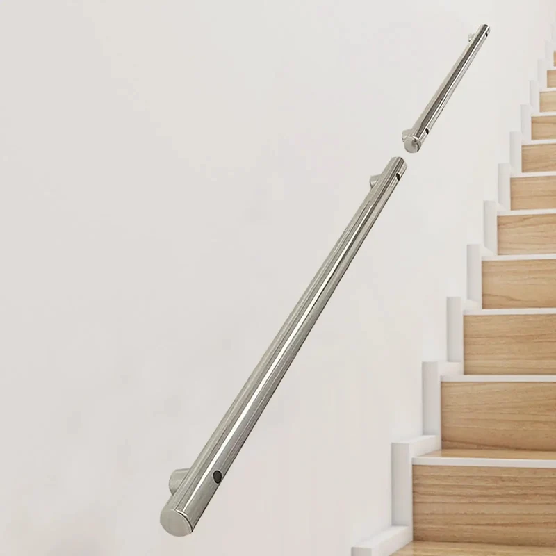 Heavy Duty Stainless Steel Handrail For Stairs And Decks Round Pipe Railing System Wall Mounted Indoor Outdoor 16 Foot Length With Rock Solid Construction And Zero Maintenance Required