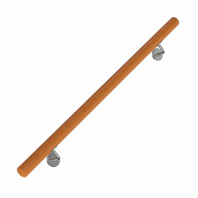 Heavy Duty Beech Wood Stair Handrail 100 Cm Super Grippy Round Safety Grab Bar Boasting Smooth Non Slip Finish For Secure Daily Walking And Rock Solid Home Renovations