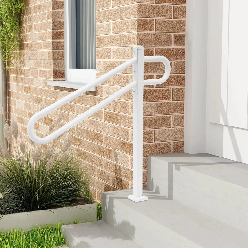 Heavy Duty Iron Wall Mounted Handrail And Outdoor Stair Railing Featuring Reinforced Frame And Non Slip Grip Built Tough For Elderly Safety And Kid Safe Support On Porch Or Steps With Rock Solid Construction