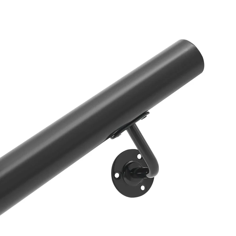 Heavy Duty Wall Mounted Stair Handrail Two Pack Black Stainless Steel Safety Grips Indoor Outdoor Hallway Railing Rock Solid Construction With Pre Drilled Holes For Zero Sweat Setup