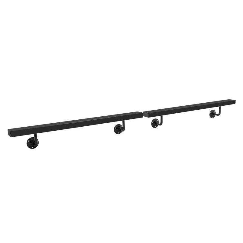 Heavy Gauge Wall Mount Stair Handrail In Matte Black Stainless Steel For Indoor Outdoor Stairs Featuring A Smooth Nonslip Grip Weather Proof Finish Built Tough As Nails For Daily Use And Quick Renovations