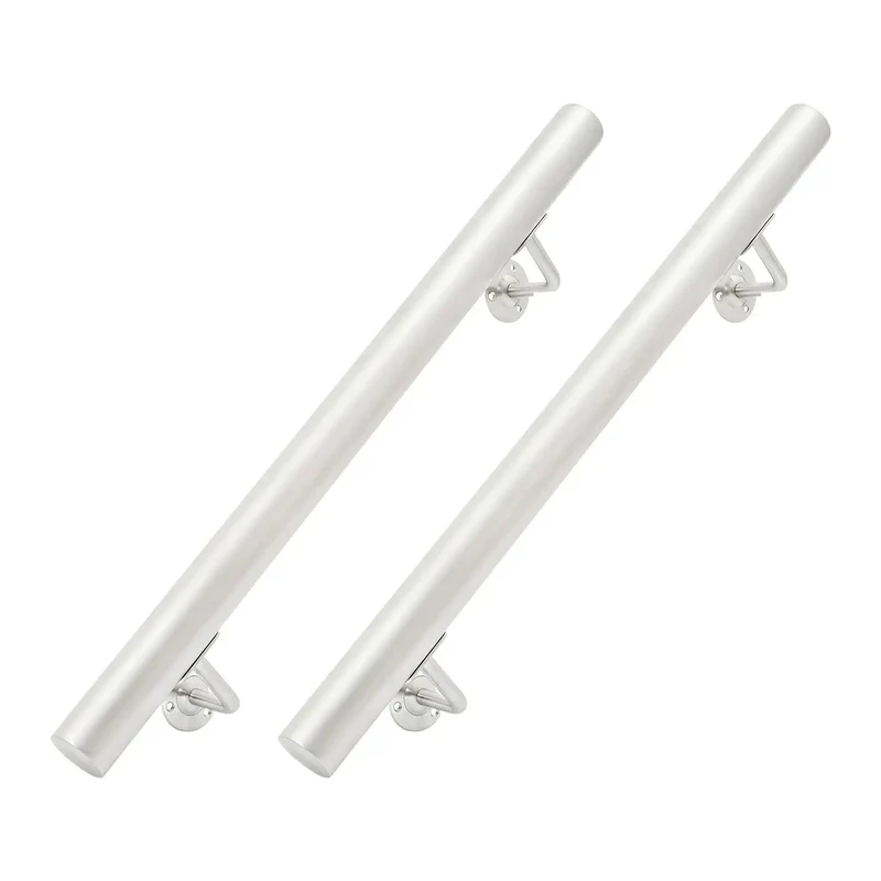 Slick Stainless Steel Flush Handrail Wall Mounted With Clean Silver Finish Provides A Heavy Duty Secure Grip For Stairs Straight Install Supports Up To Two Hundred Pounds Smooth Modern Design For Steady Daily Confidence