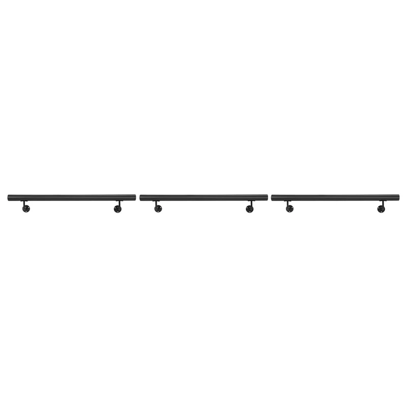 Rock Solid Heavy Duty Wall Mounted Stair Handrail Featuring Matte Black Stainless Steel Cylinder Rods For Killer Grip And Effortless Home Installation Projects