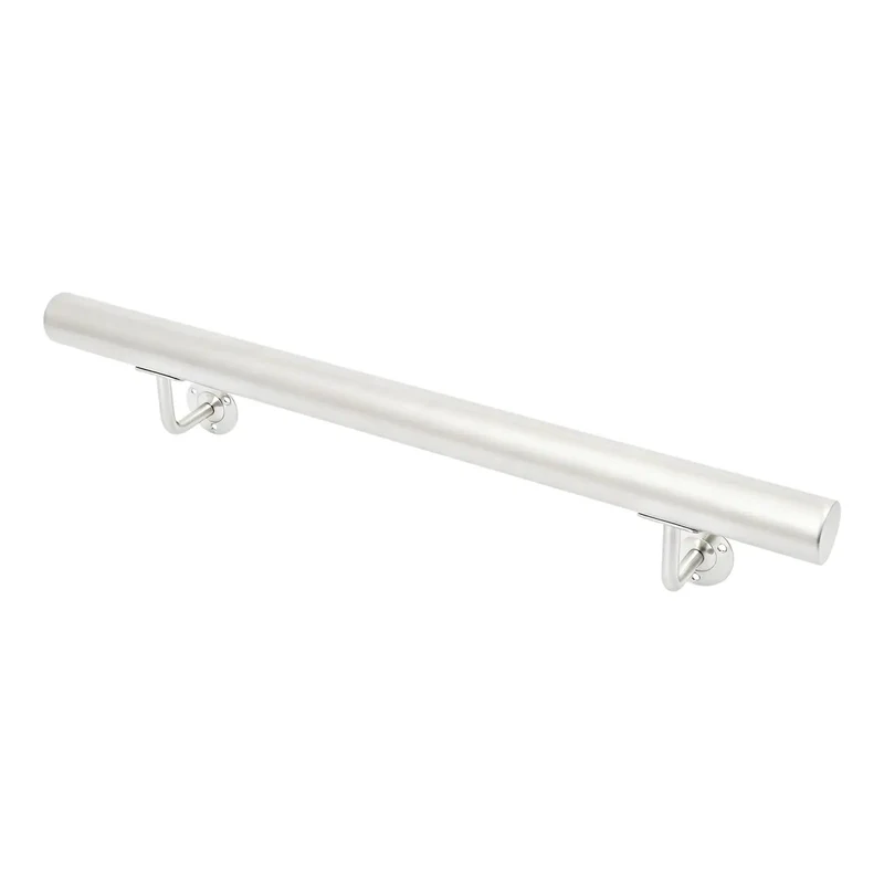 Rock Solid Wall Mounted Stair Handrail Forged From Premium Stainless Steel With Scratch Resistant Finish For Heavy Duty Support Up To Two Hundred Pounds And No Sweat Indoor Installation Today