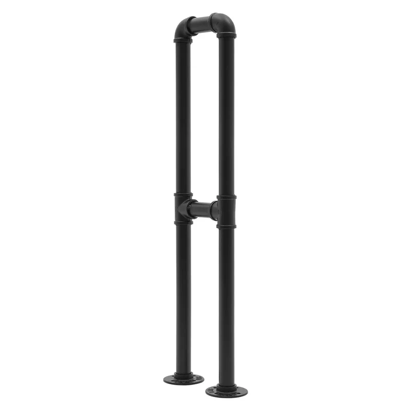Heavy Duty U Shaped Stair Handrail Built Like A Tank Galvanized Steel Pipe Floor Mounted Support Railing Super Sturdy Anti Corrosion Bake Coating Rugged Four Hole Base Design For Exterior Stairs Porch Yard Safe And Reliability