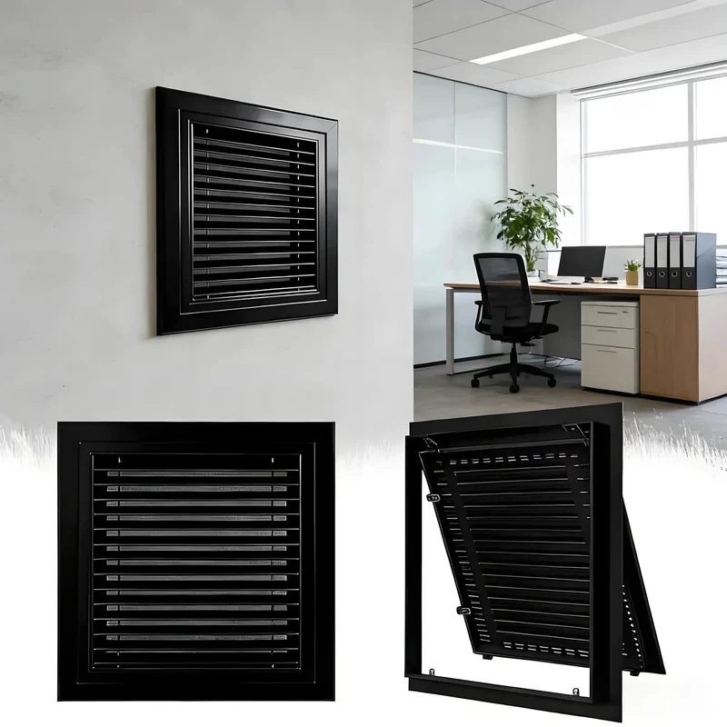 No Sweat Magnetic Drywall Access Panel With Built In Filter Louvered Vent Cover For Attic Crawlspace And Interior Walls Heavy Duty Hinged Design Black 12 By 22 Inches Easy Peasy Install