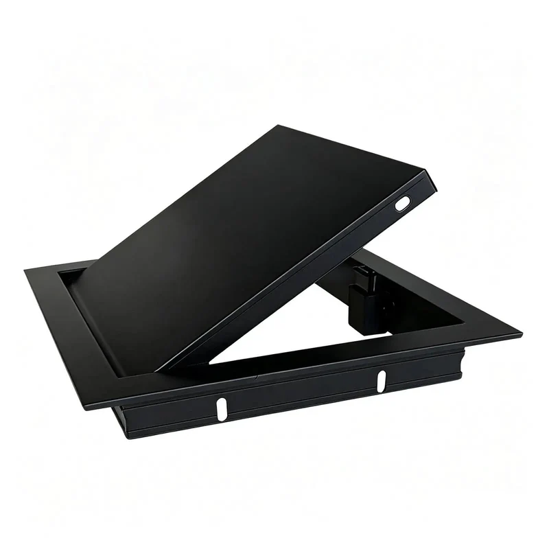 Heavy Duty Aluminum Flush Mount Access Panel, Slick Push To Open Ceiling And Wall Hatch For Drywall, No Sweat Fuse Box Cover, Black 8X12 Inch Seamless Flush Design