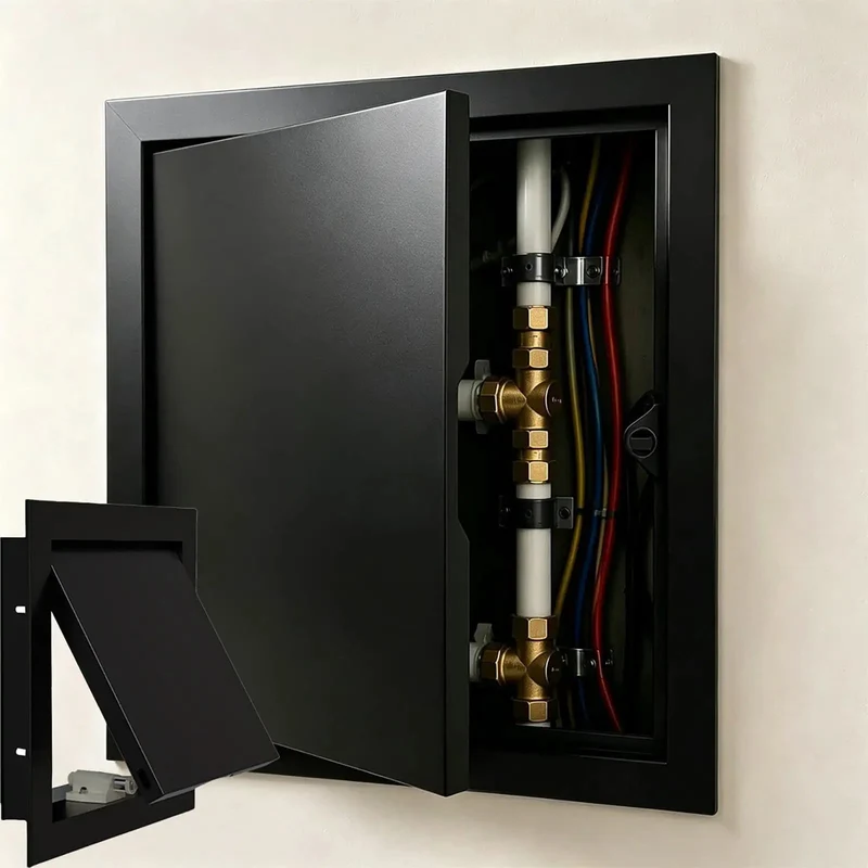 Rock Solid Aluminum Push To Open Access Panel For Drywall, Zero Sweat Magnetic Catch Flush Mount Ceiling Door For Plumbing And Electric, Easy Setup, Snap On Style, Matte Black Frame, 15X18 Inches.