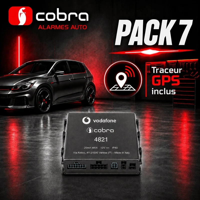 Alarme voiture Cobra 4821 CAN BUS + Anti-chocs + Anti-soulèvement + Traceur GPS PACK 7