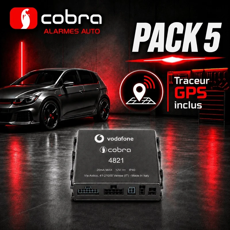 Alarme voiture Cobra 4821 CAN BUS + Détecteur de chocs + Traceur GPS PACK 5