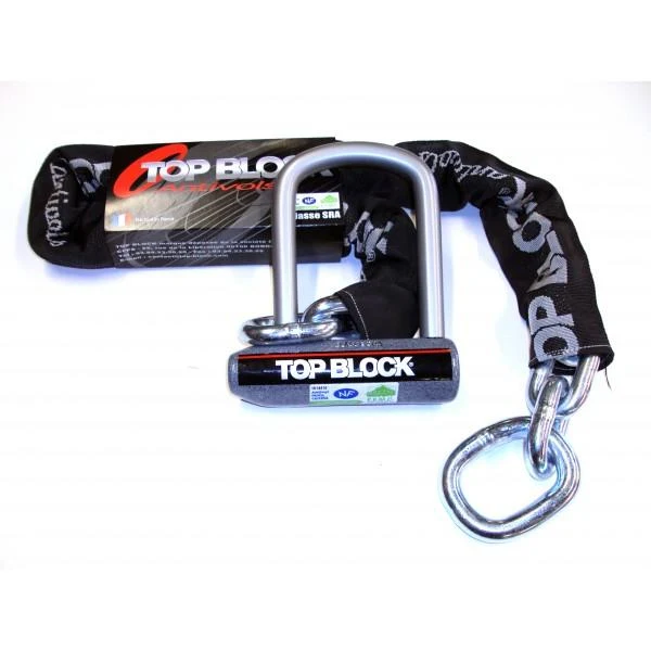 Antivol U + chaîne Top Block Silver 104/120L SRA