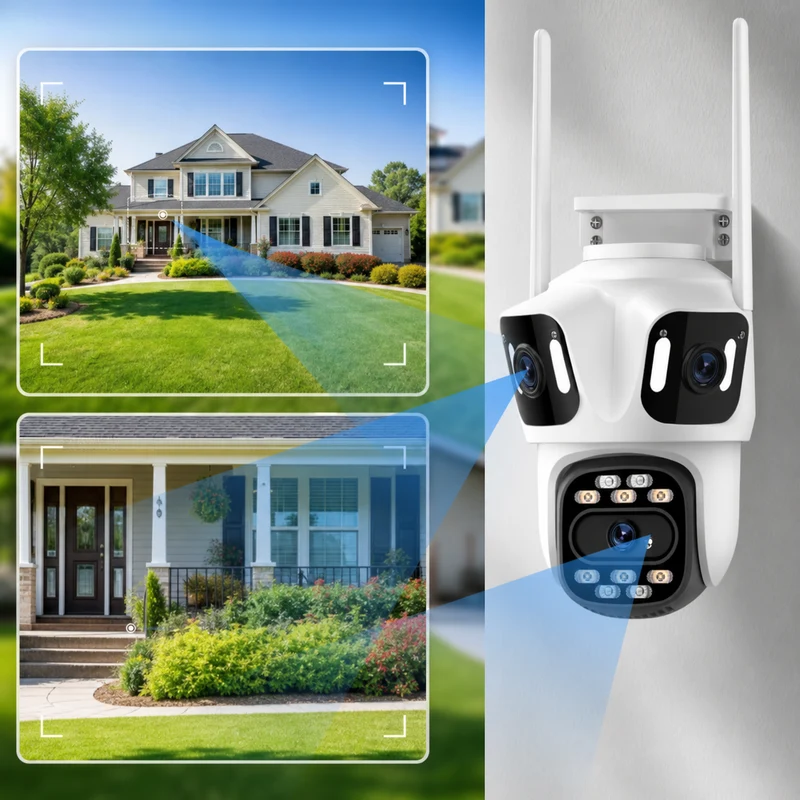 Telecamera di Sicurezza WiFi HD PTZ con Tracciamento Automatico e Visione Notturna per Videosorveglianza Efficace Esterno
