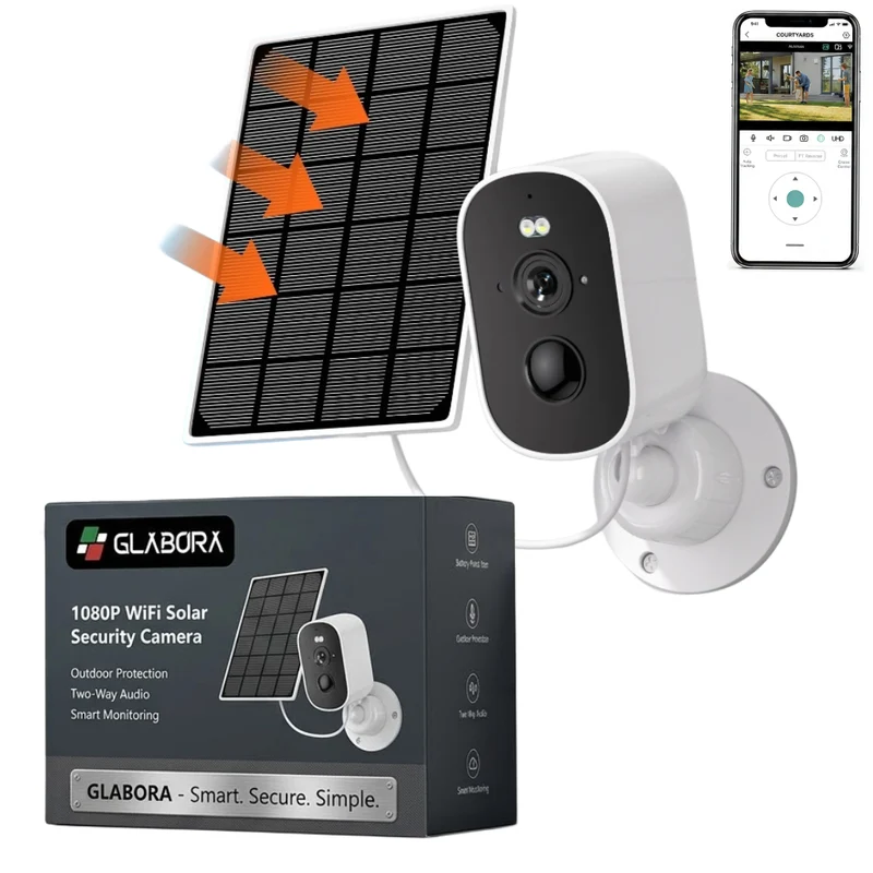 Telecamera WiFi 1080P | Sicurezza Esterna con Ricarica Solare e Audio Bidirezionale | Monitoraggio Continuo per Protezione
