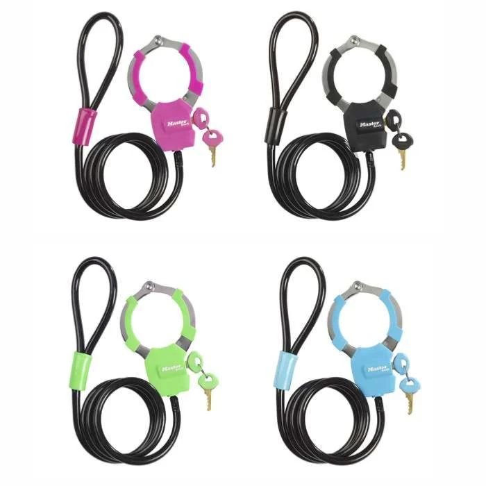 Menottes + câble antivol 8275 Master Lock bleu