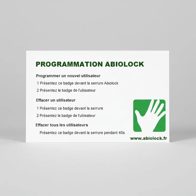 Badge de Programmation de serrure ABIOLOCK 125 KHz. Permet d'ajouter, de supprimer ou réinitialiser la serrure