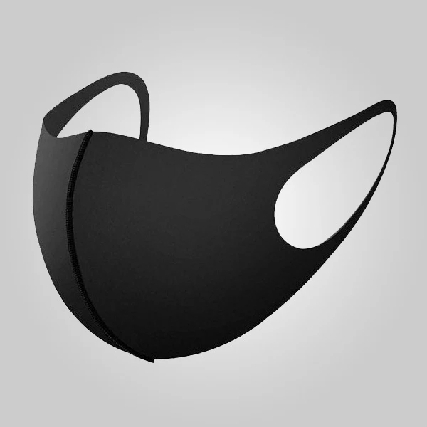 MASQUE TISSU FIBRE ARGENT COULEUR NOIR STANDARD ADULTE